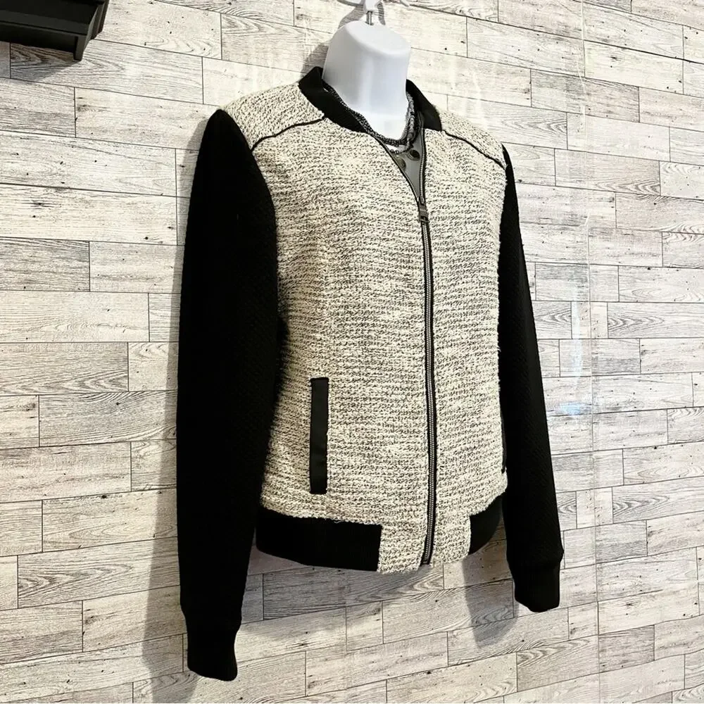 BANANA REPUBLIC FACTORY Baseball-Style Boucle Jacket, S